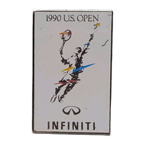 Vintage 1990 Infinity U.S. Open Tennis Pin Serve Action Shot Collectible Display